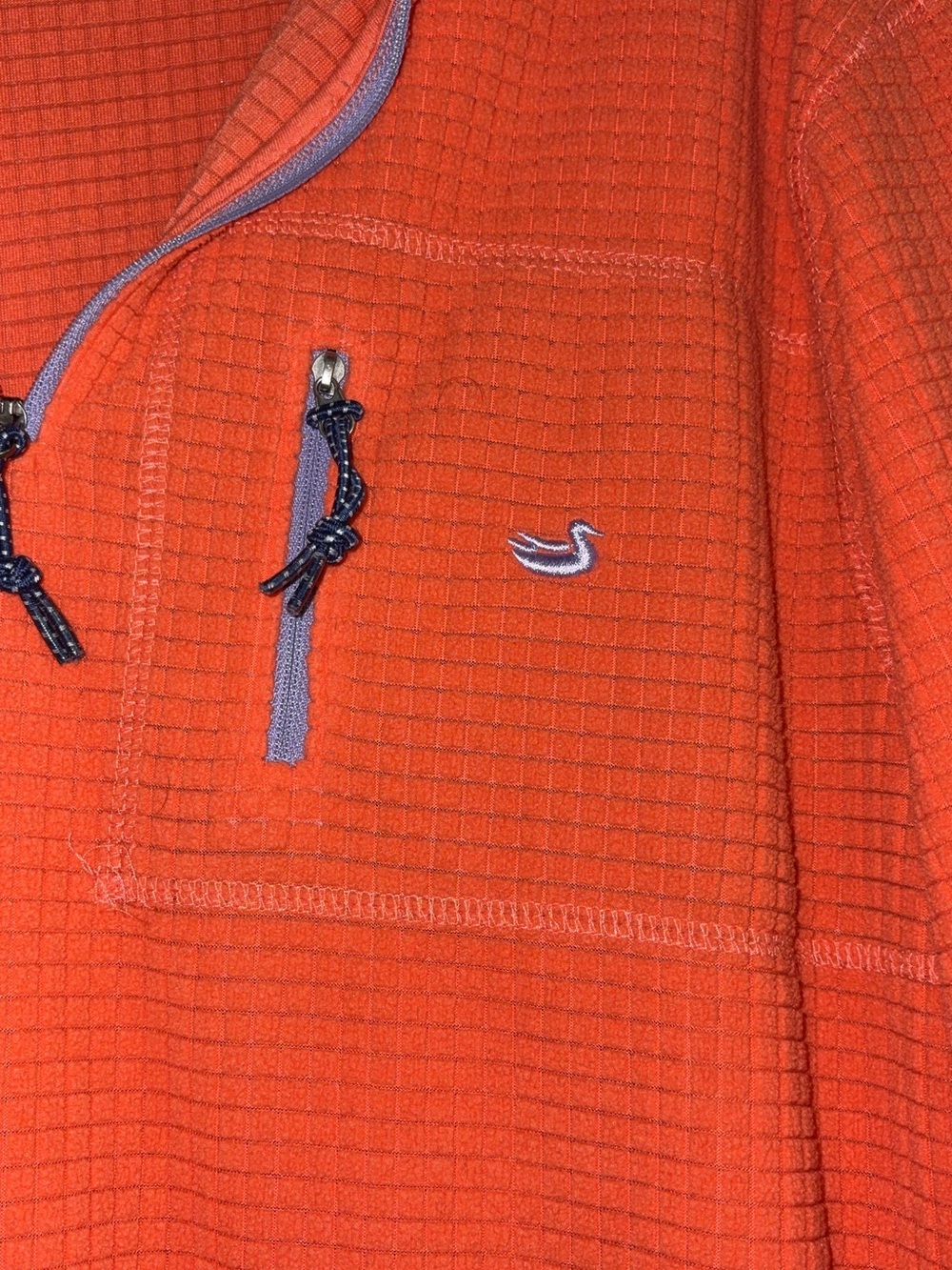 Southern Marsh Women’s Orange Waffle-Knit Quarter Zip - Picture 2 of 3